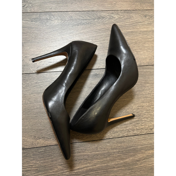 Karl Lagerfeld Paris Stiletto Heels Pointed Toe Leather Black Women's 10M/41B - Picture 6 of 12